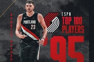 开拓者晒队内ESPN百大球员榜单：阿夫迪亚27 利拉德69 莫兰特77