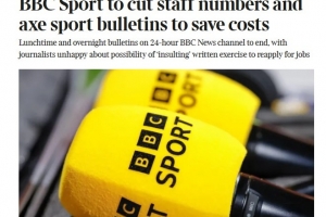 泰晤士报:为削减开支,BBC将继续压缩体育节目播出规模并实施裁员