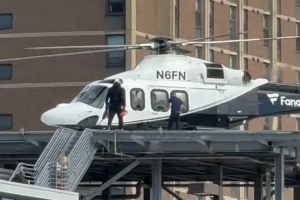 训练后起飞！詹姆斯被拍到从76人训练馆停机坪乘直升机离去