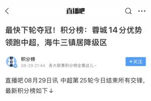 谁能想到？蓉城曾手握14分优势最快下轮即可夺冠，如今领先仅剩6分